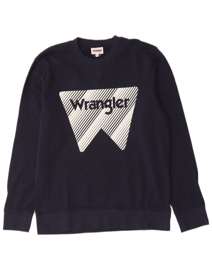 Felpa grafica da uomo Wrangler, maglione medio, cotone blu navy