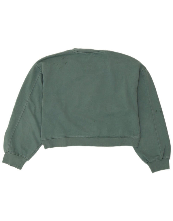 Felpa corta da donna ZARA maglione UK 14 verde medio