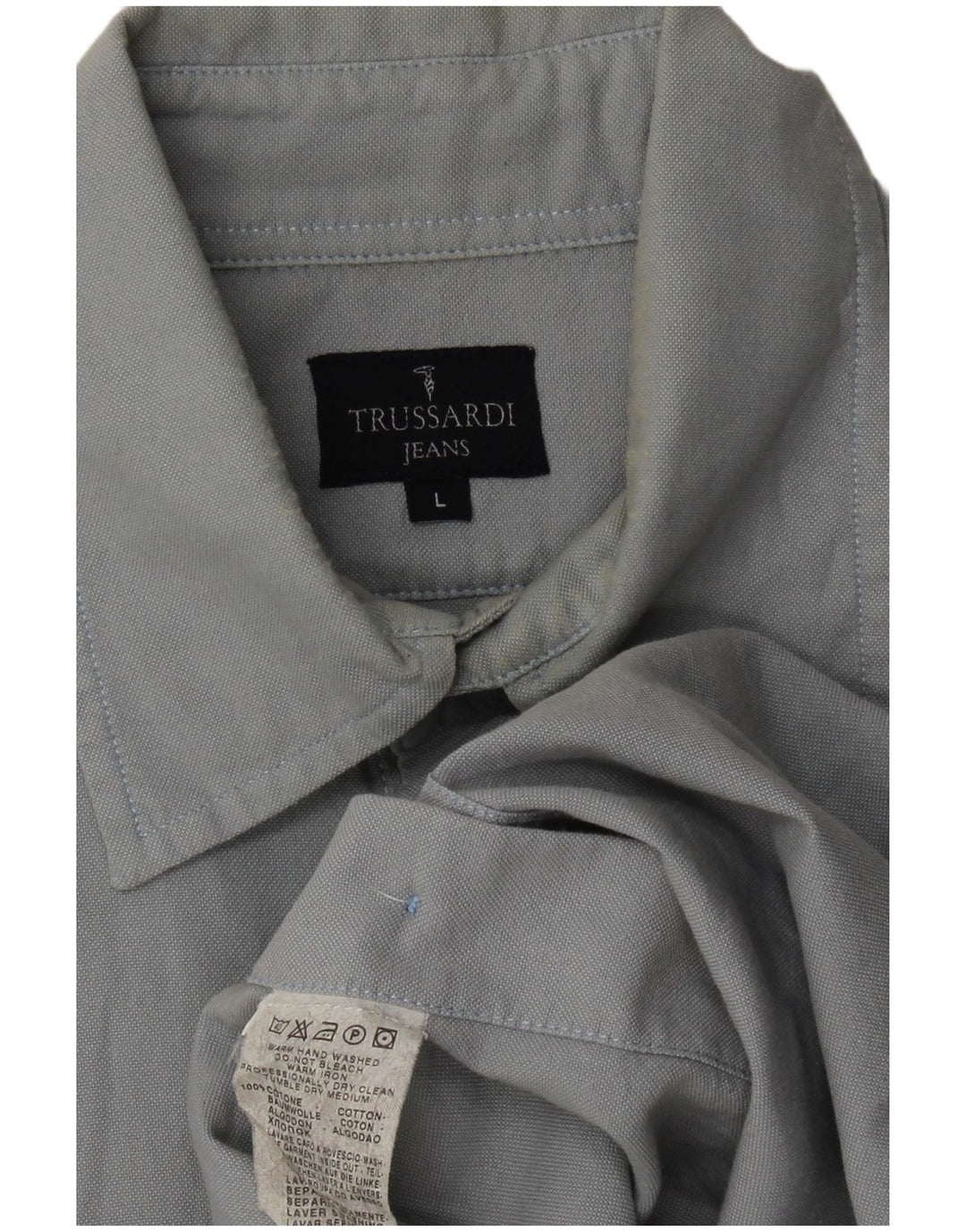 TRUSSARDI JEANS Camicia Uomo Large in Cotone Grigio