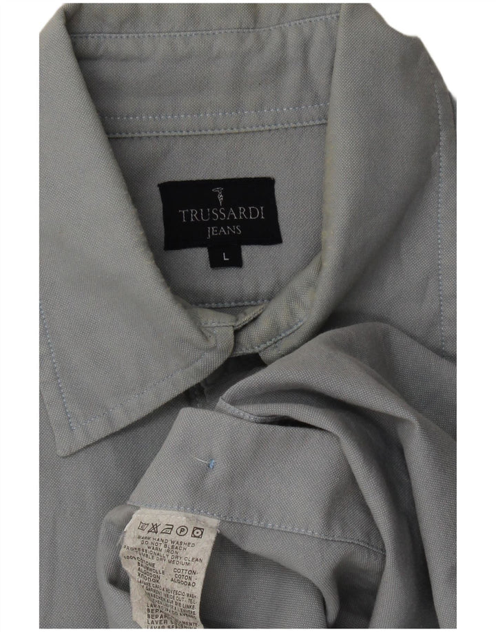 TRUSSARDI JEANS Camicia Uomo Large in Cotone Grigio