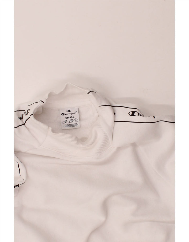 CHAMPION Womens Oversized Crop Graphic Sweatshirt Jumper UK 10 Small White Vintage Champion and Second-Hand Champion from Messina Hembry 