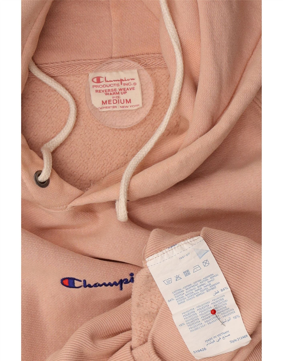 Felpa con cappuccio da uomo Champion in cotone rosa medio
