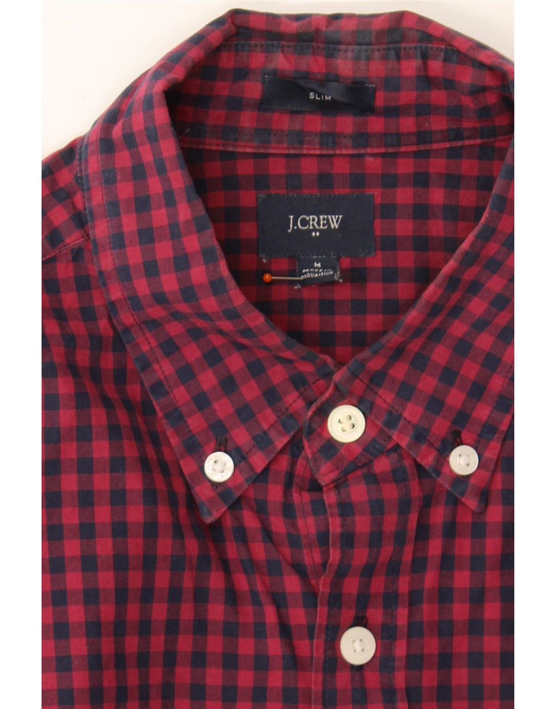 J. CREW Mens Slim Shirt Medium Burgundy Check Vintage J. Crew and Second-Hand J. Crew from Messina Hembry 