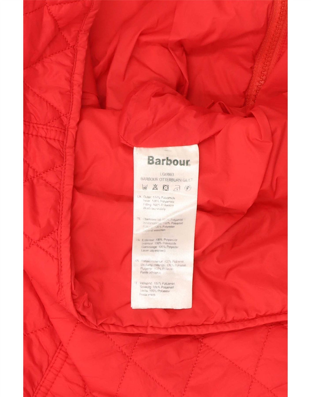 Gilet trapuntato da donna Barbour UK 14 Large rosso in poliammide