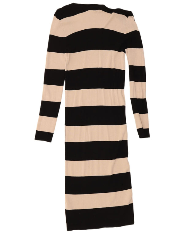 Abito aderente a maniche lunghe da donna Oasis UK 10 Piccolo in viscosa a righe nere