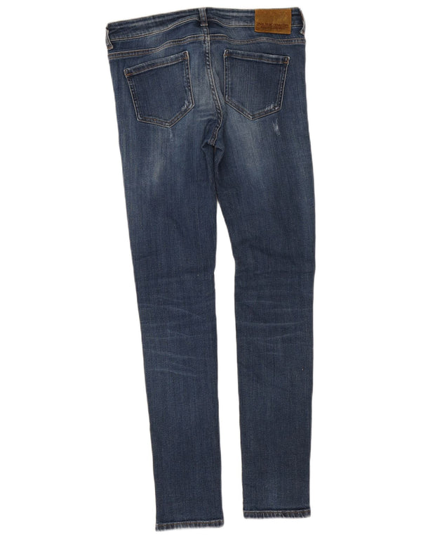 Jeans skinny a vita media invecchiati Zara da donna EU 38 Small W30 L29 Blu