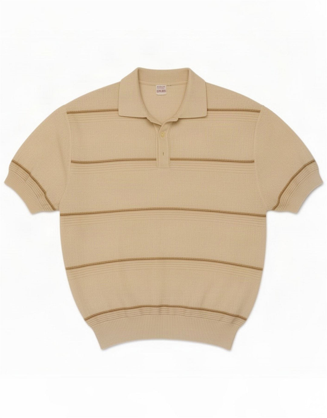 Polo da uomo vintage in poliacrilico a righe beige medio