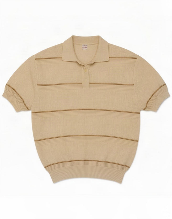 Polo da uomo vintage in poliacrilico a righe beige medio