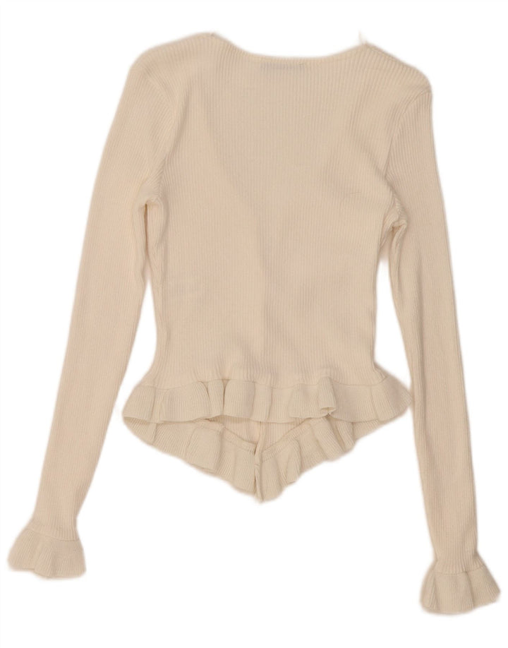 Maglione cardigan corto da donna Zara UK 12 Cotone beige medio
