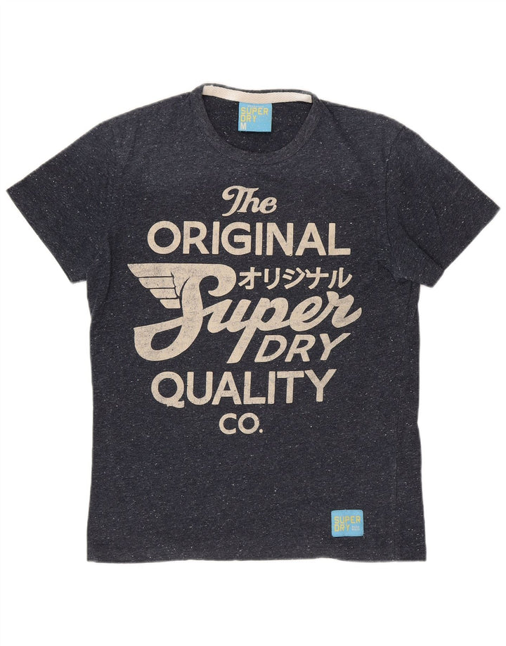 T-shirt grafica da uomo SUPERDRY Top in cotone chiazzato blu navy medio