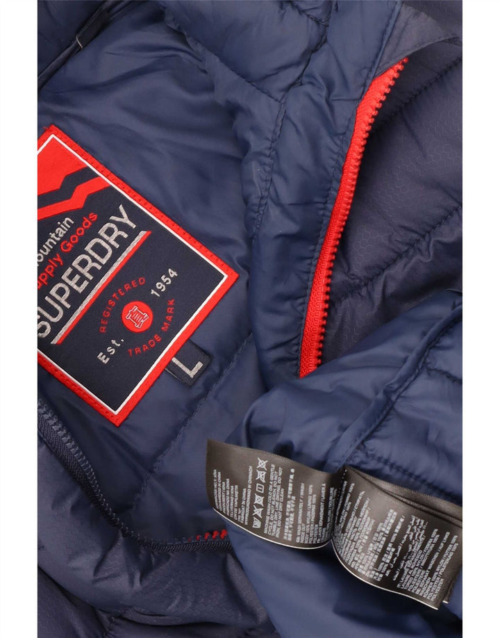 Giacca imbottita con cappuccio da uomo Superdry UK 40 Large Blu navy Poliestere