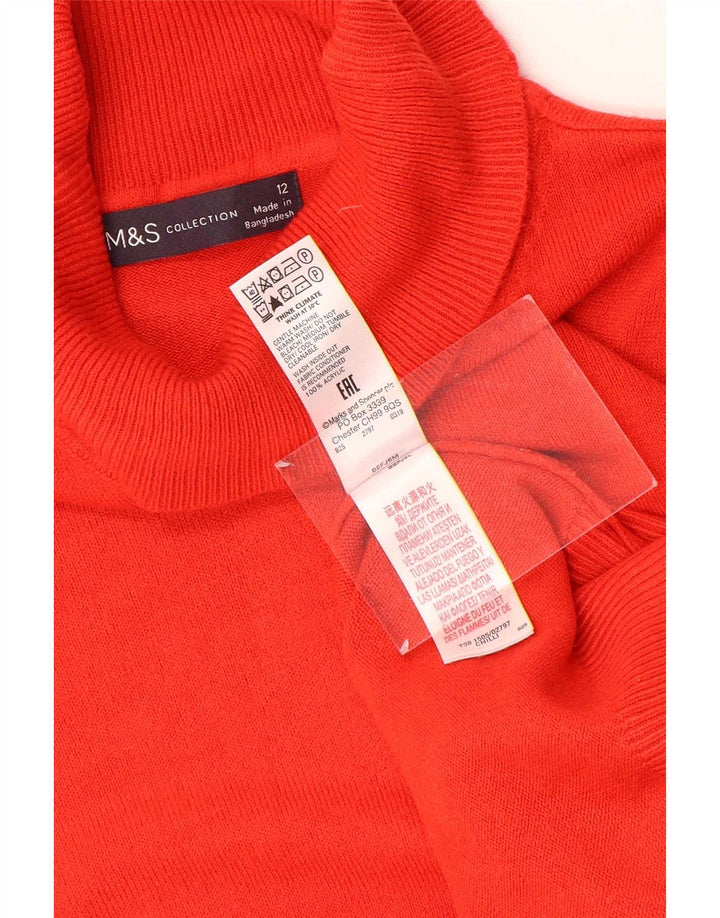 Maglione maglione a collo alto da donna Marks & Spencer UK 12 Acrilico rosso medio