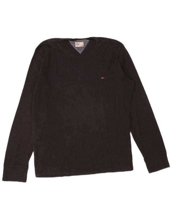 Tommy Hilfiger Uomo Top Manica Lunga Grande Cotone Nero