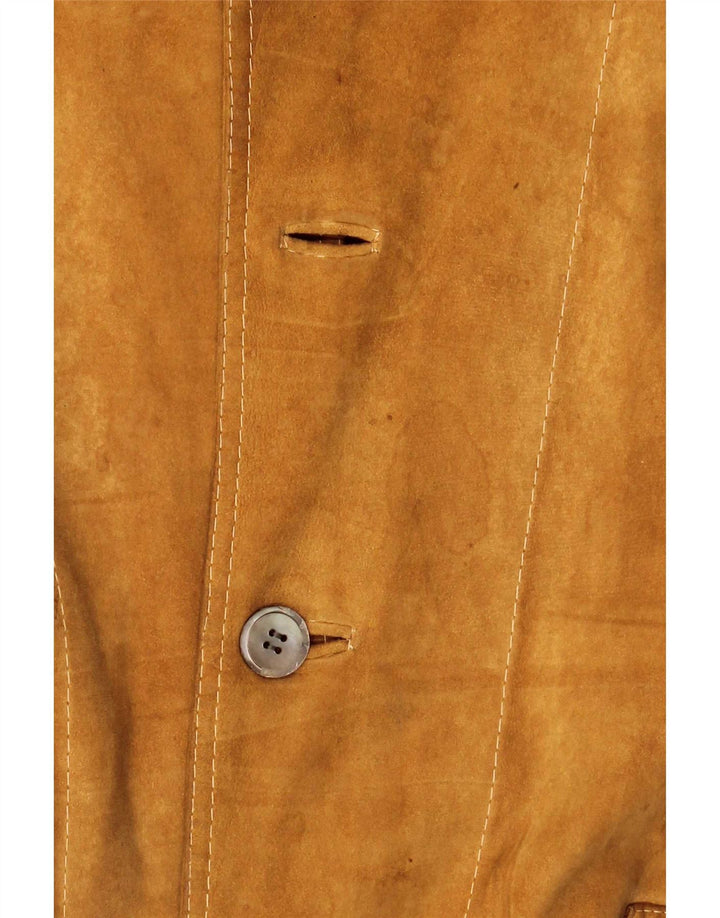 Giubbotto bomber in pelle scamosciata vintage da uomo UK 38 Marrone medio