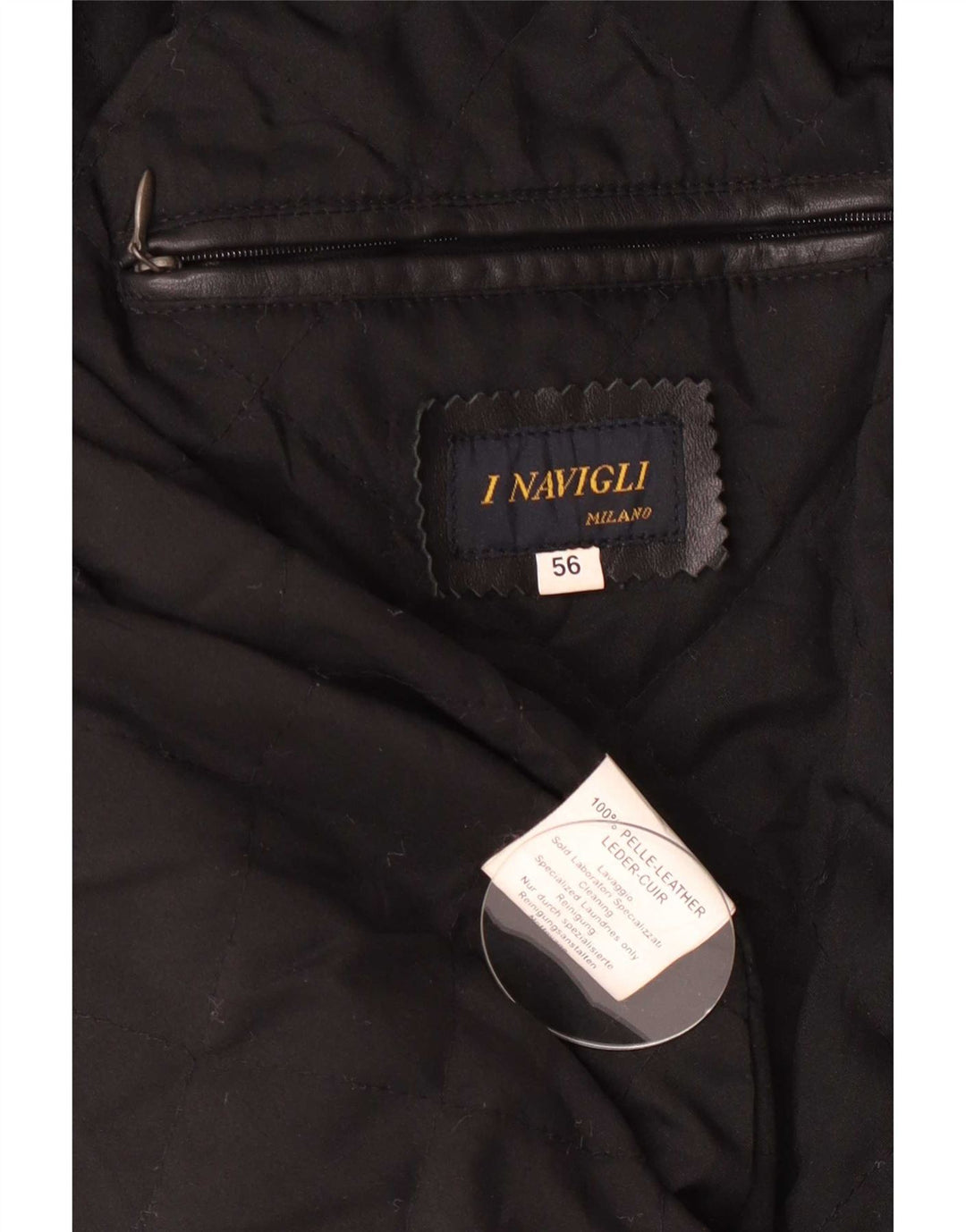 Giacca in Pelle Uomo I NAVIGLI IT 56 3XL Nera