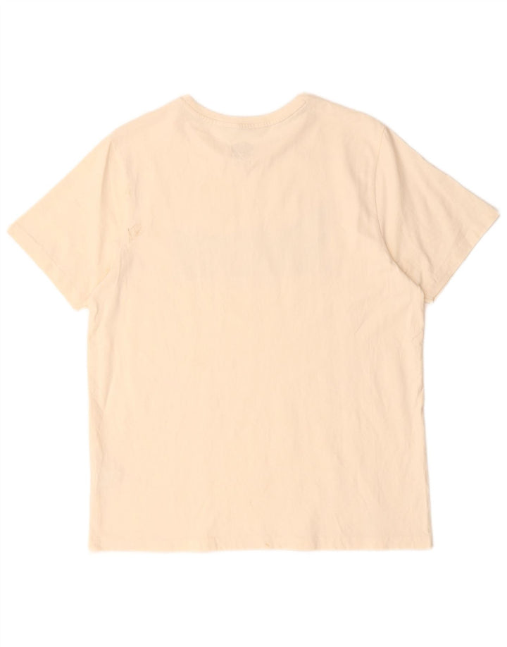T-shirt grafica da uomo con animali, top in cotone bianco sporco medio