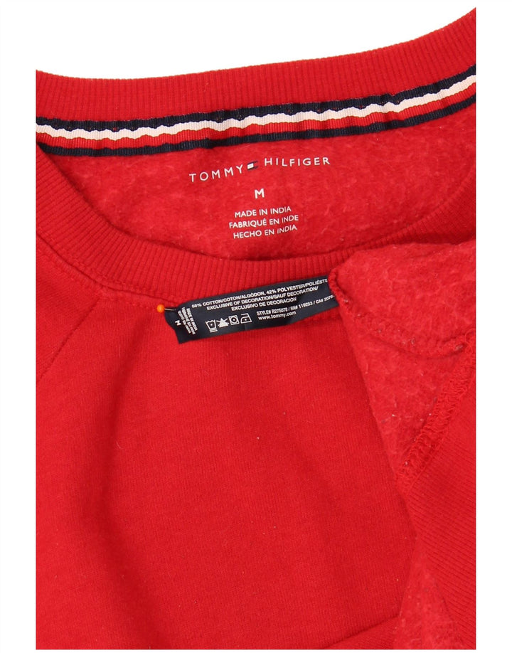 TOMMY HILFIGER Womens Graphic Sweatshirt Jumper UK 14 Medium Red Cotton