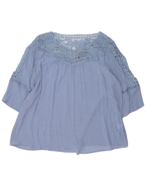Marks & Spencer Camicetta con maniche a 3/4 Autograph da donna UK 26 5XL Blu