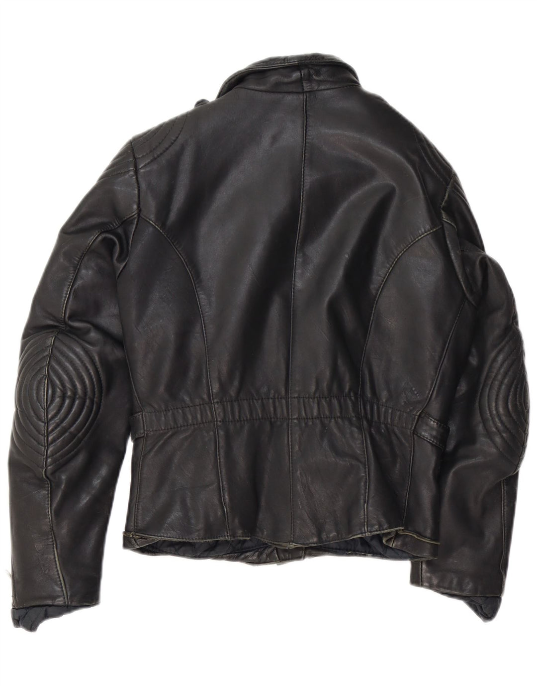 Giacca da motociclista in pelle da donna vintage IT 44 pelle nera media