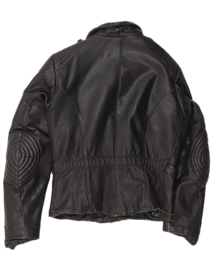 Giacca da motociclista in pelle da donna vintage IT 44 pelle nera media