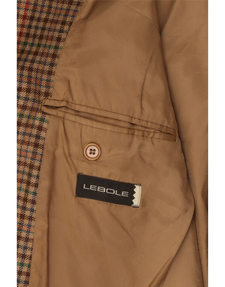 LEBOLE Mens 2 Button Blazer Jacket UK 40 Large Brown Check Vintage Lebole and Second-Hand Lebole from Messina Hembry 