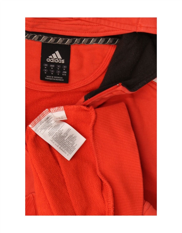 Maglione con cappuccio e zip grafica Adidas da uomo in cotone rosso medio