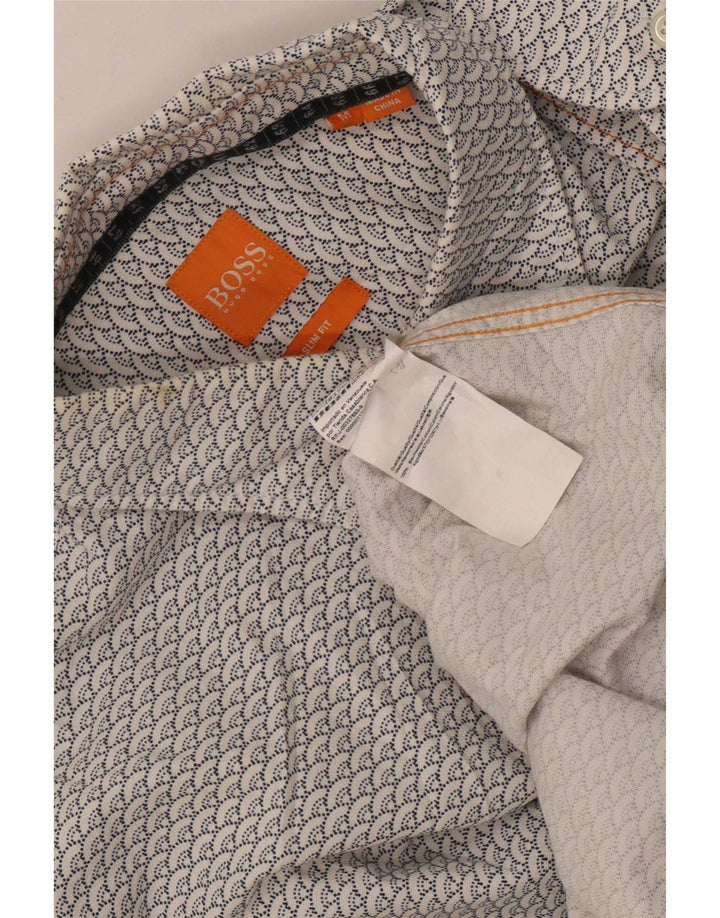 Camicia slim fit da uomo Hugo Boss con motivo astratto, cotone bianco medio