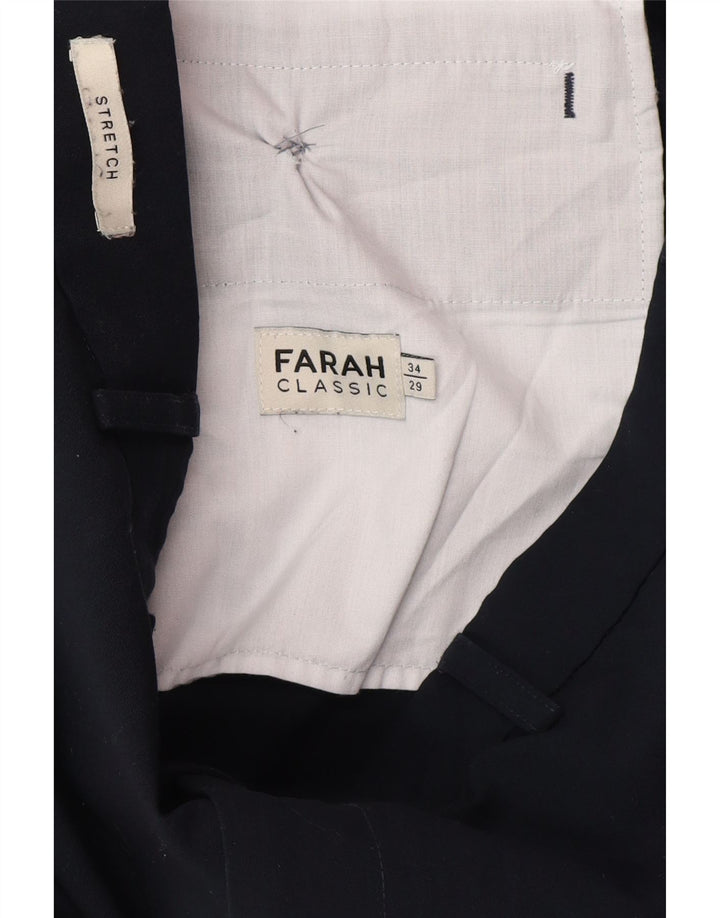Pantaloni casual dritti da uomo Farah W34 L29 poliestere blu navy