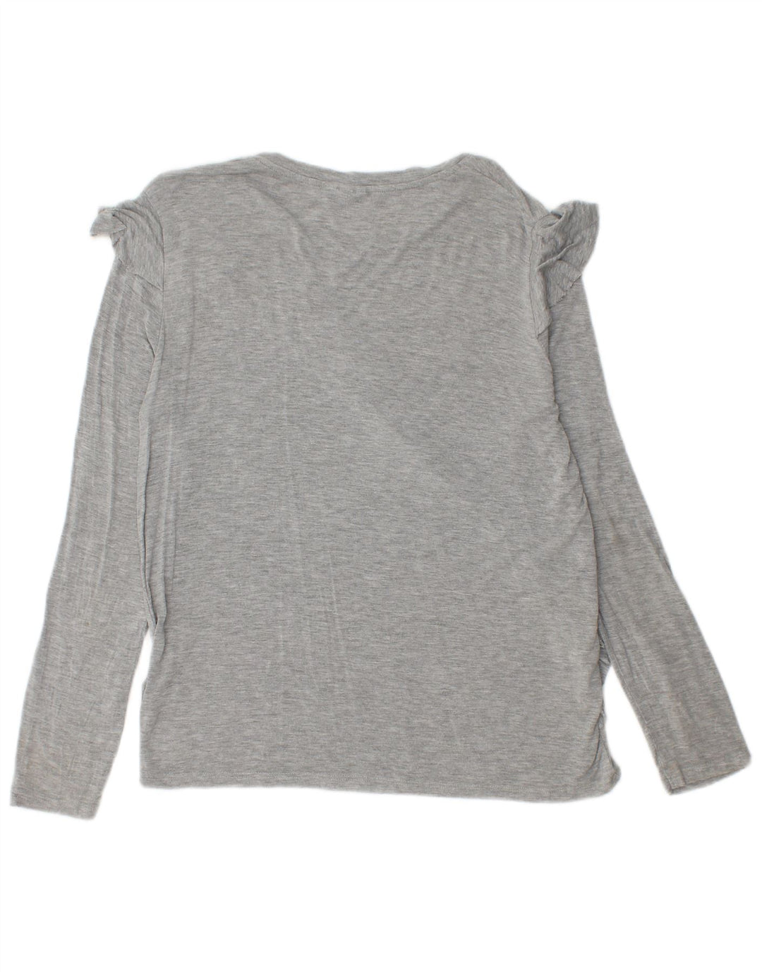 Topshop Top da donna con volant sul davanti manica lunga UK 12 Grigio medio chiazzato