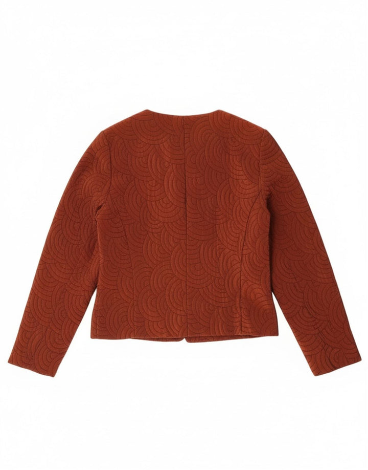 Giacca blazer vintage da donna a 3 bottoni UK 14 Acetato geometrico marrone medio