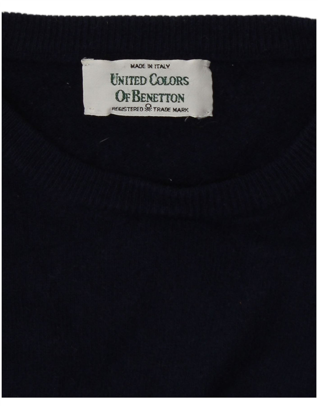 Maglione maglione con scollo a barca da donna Benetton UK 12 medio blu navy