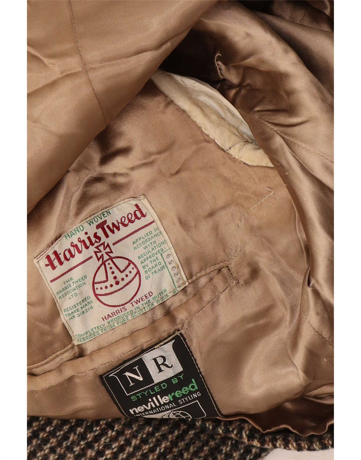 Giacca blazer da uomo a 3 bottoni Harris Tweed UK 40 a righe grandi marroni