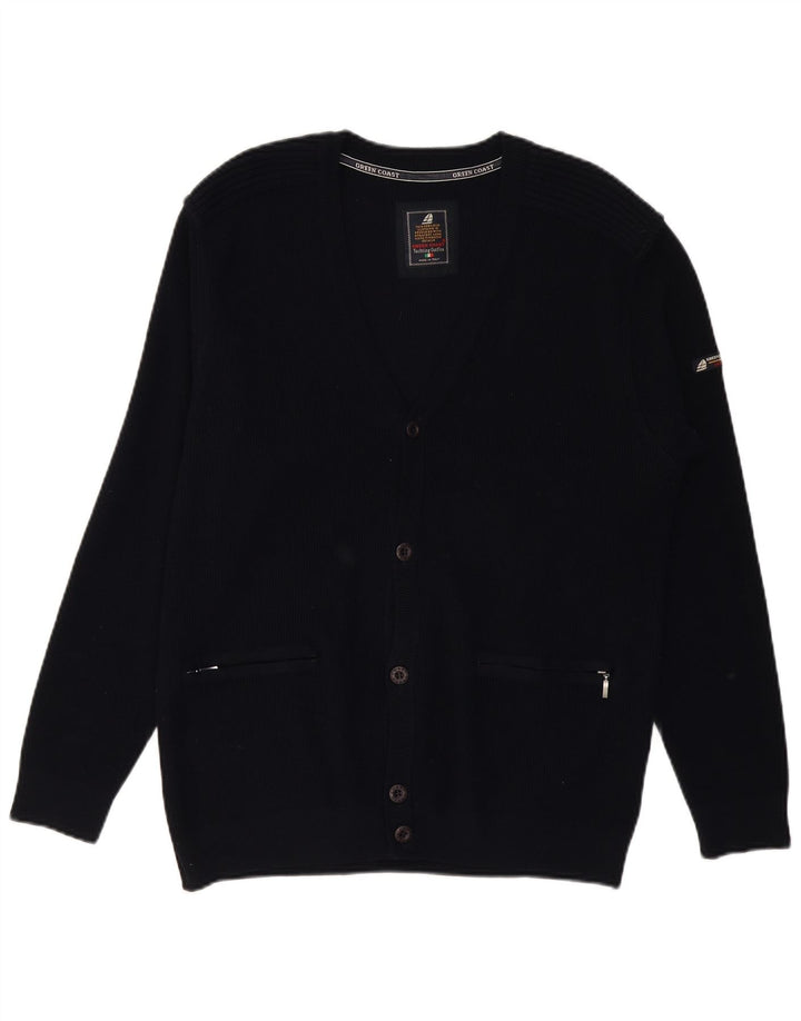 Maglione cardigan da uomo GREEN COAST IT 52 Large in lana merino nera