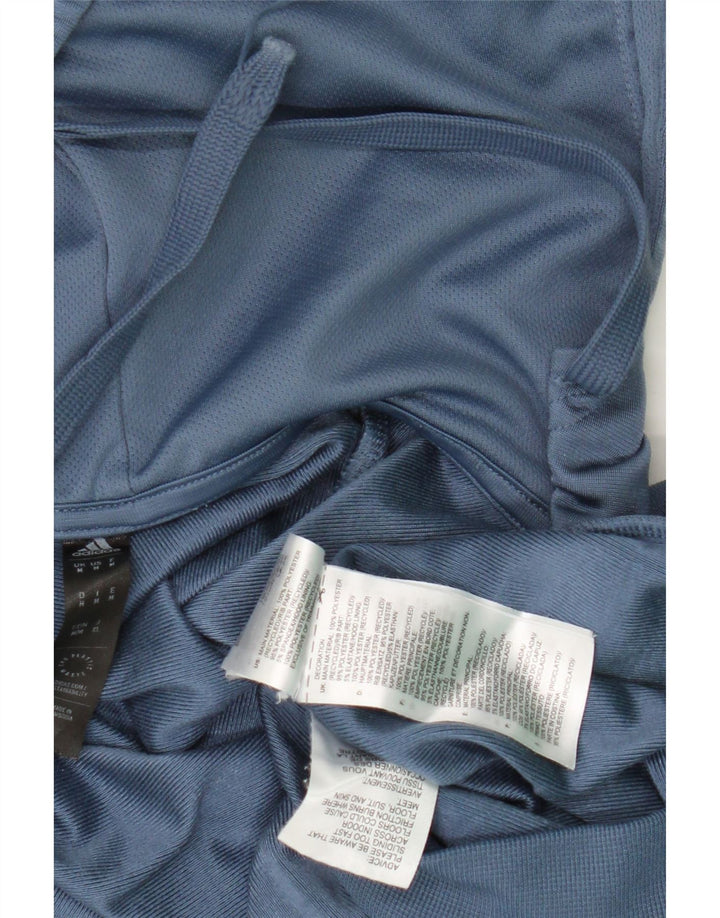 Maglione con cappuccio e zip da uomo Adidas in poliestere blu medio