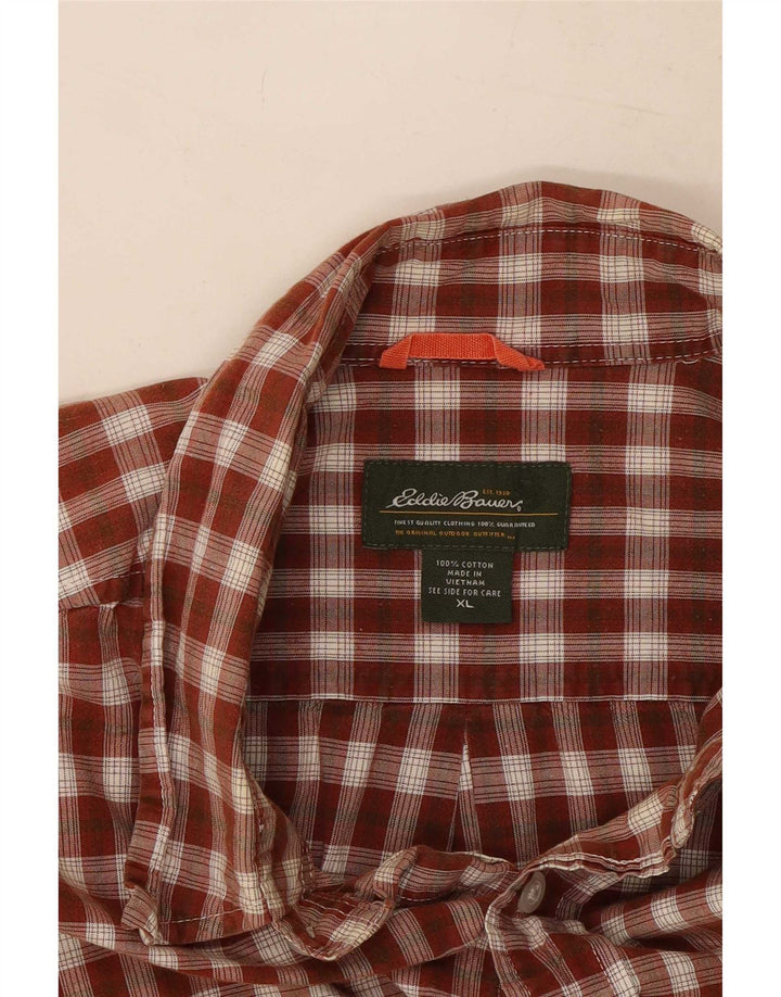 Camicia da uomo Eddie Bauer XL in cotone a quadretti rosso