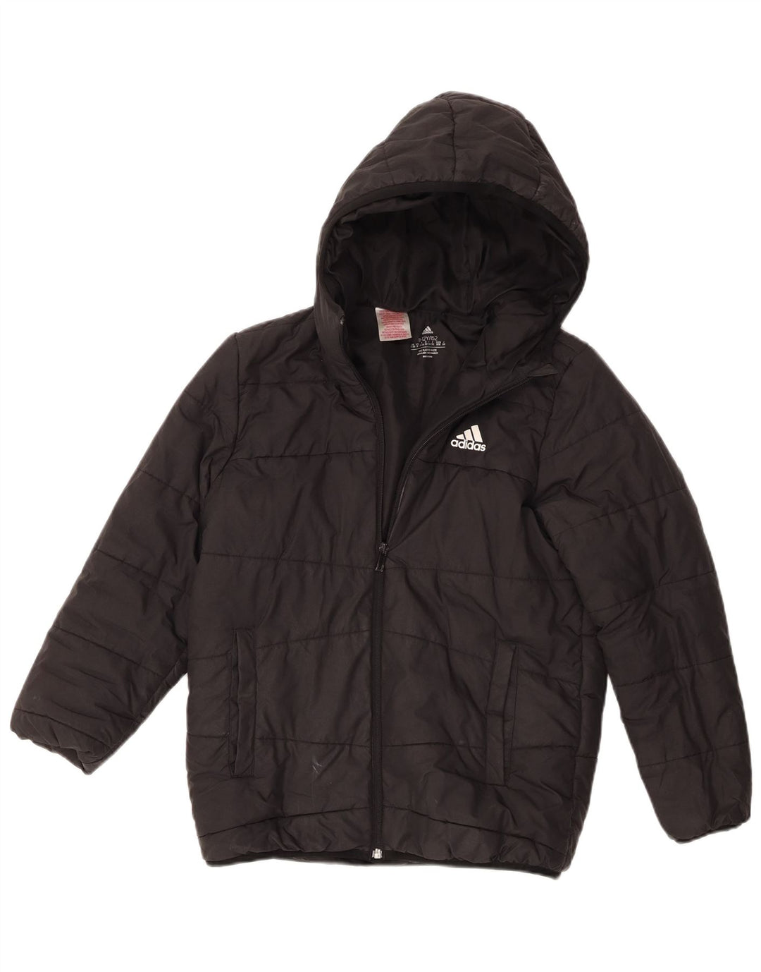 Giacca imbottita con cappuccio Adidas da ragazzo 11-12 anni in poliestere nero