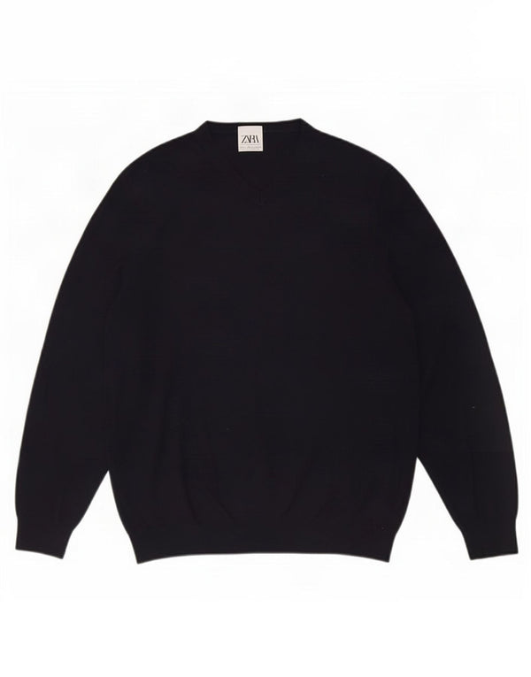 Maglione Zara da uomo con scollo a V piccolo blu navy
