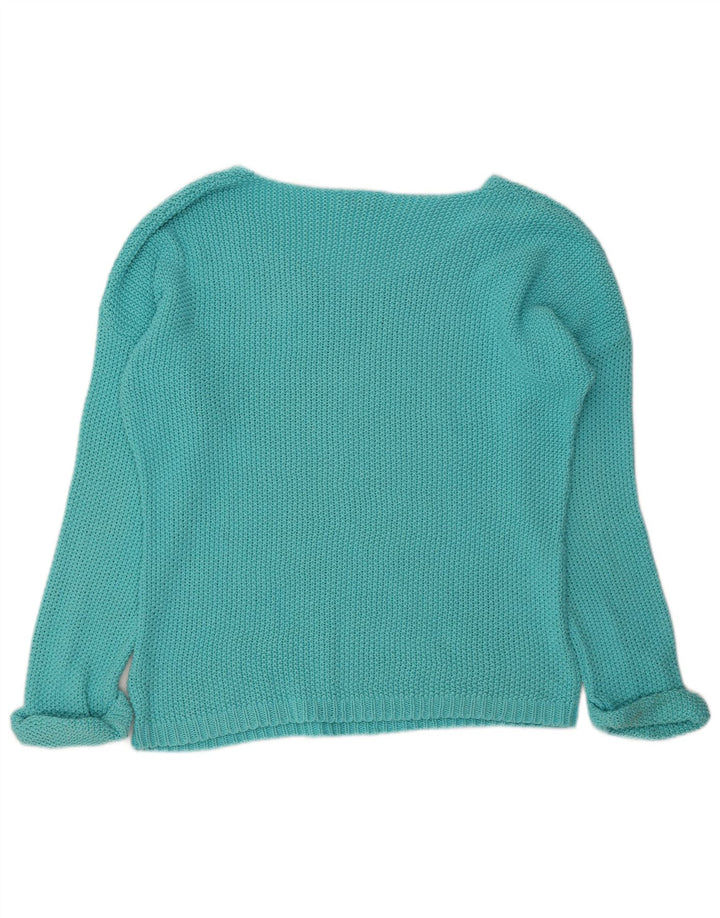 VINTAGE Womens Oversized V-Neck Jumper Sweater IT 42 Medium Turquoise