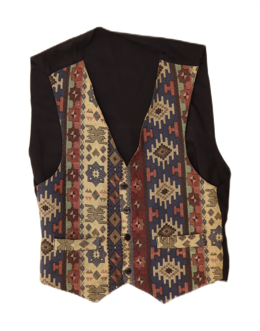 Gilet vintage da uomo XS in cotone geometrico multicolore