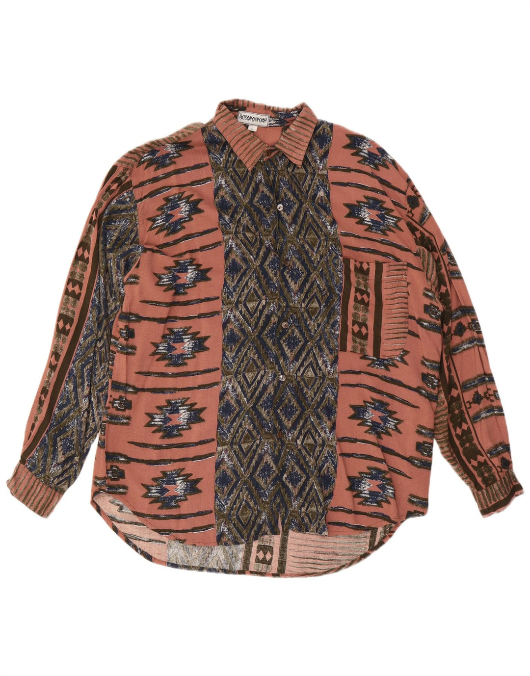 Camicia da uomo VINTAGE grande rosa geometrica