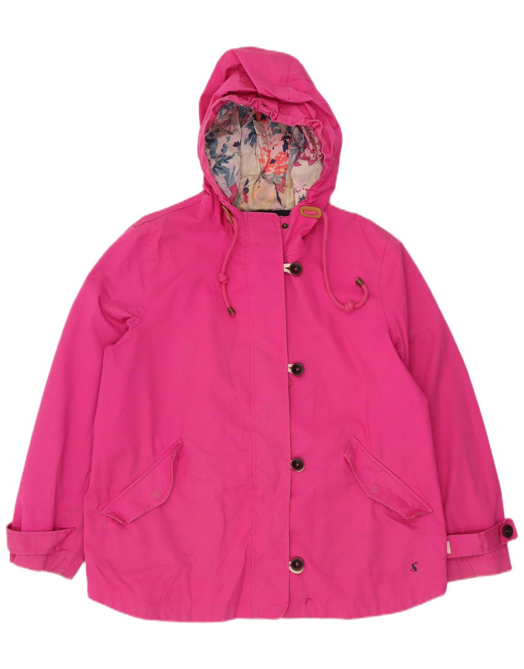 JOULES Giacca antipioggia da donna con cappuccio UK 18 XL Cotone rosa