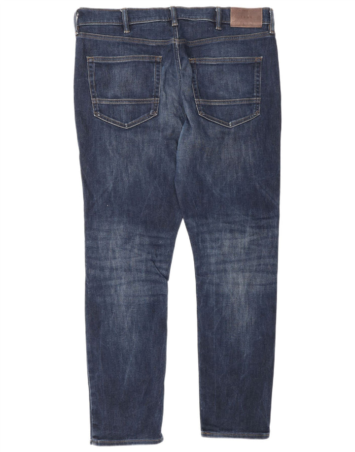 Jeans slim regolari da uomo Marks & Spencer W36 L31 cotone blu navy