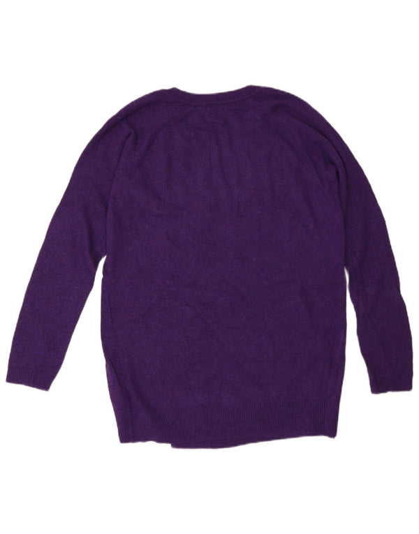 MARKS & SPENCER Maglione oversize da donna con scollo a V UK 10 Piccolo Viola