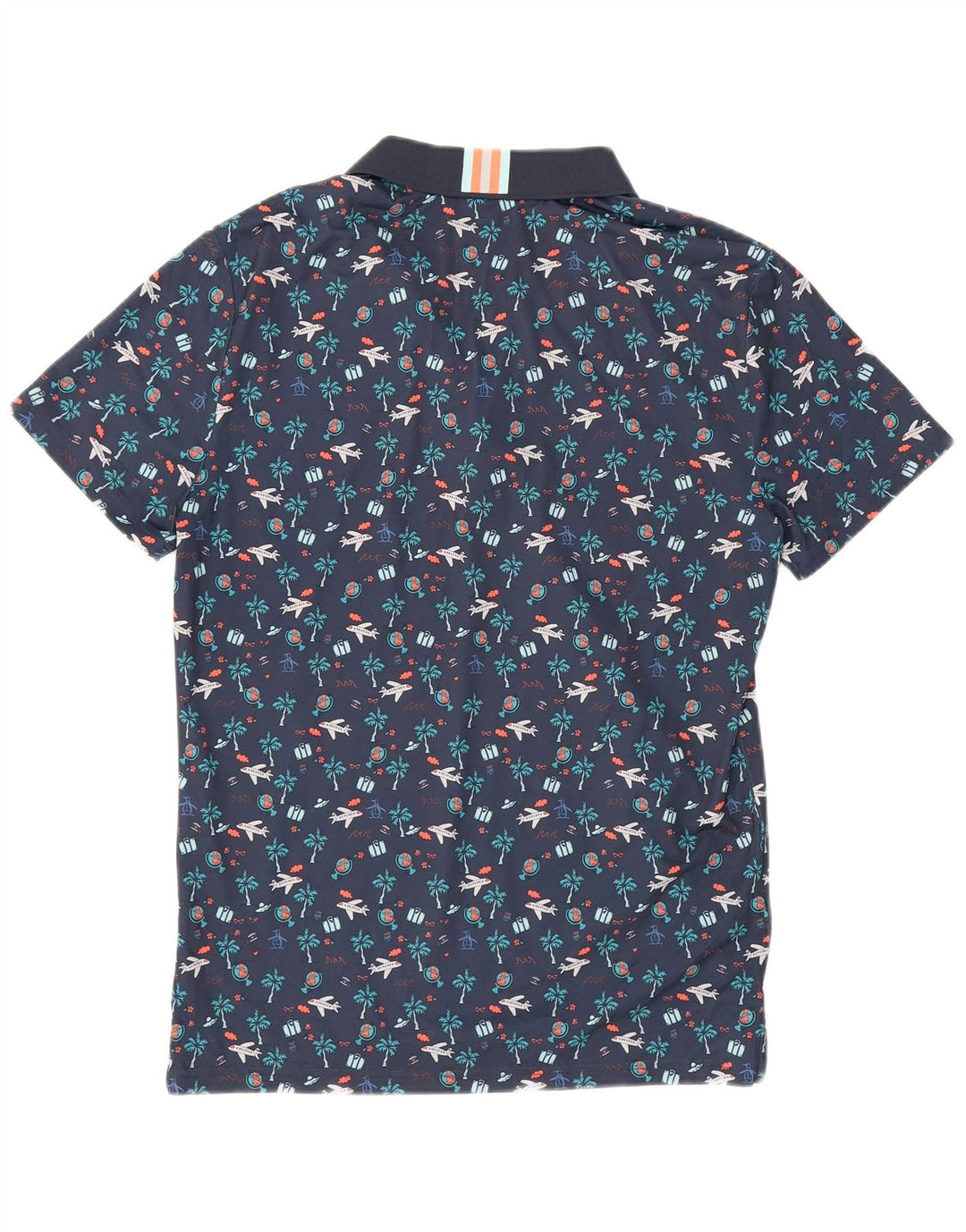 Polo grafica da uomo Penguin piccola in poliestere blu navy