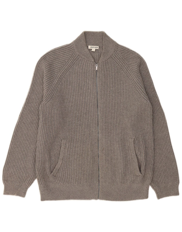 Maglione cardigan da uomo JAEGER grande in cotone grigio