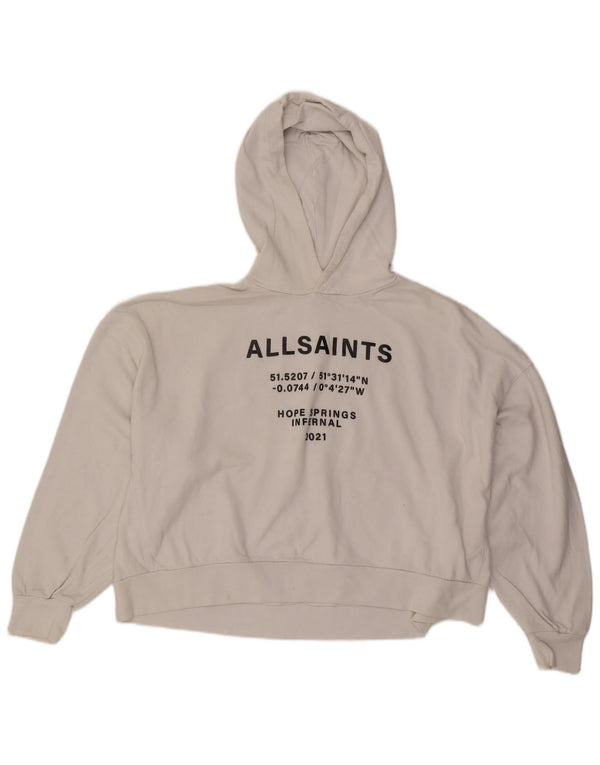 Felpa con cappuccio grafica oversize da donna di All Saints, taglia UK 14, colore bianco medio