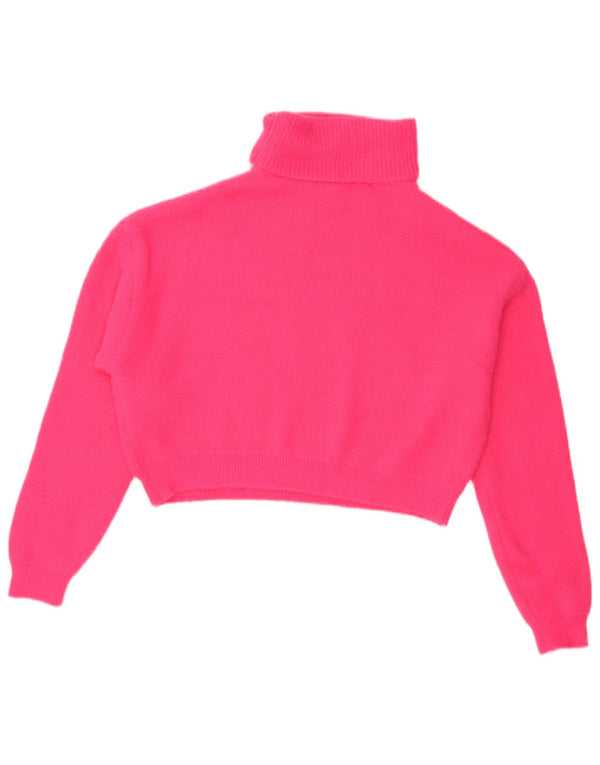 Maglione corto a collo alto oversize corto da donna Zara UK 10 piccolo nylon rosa