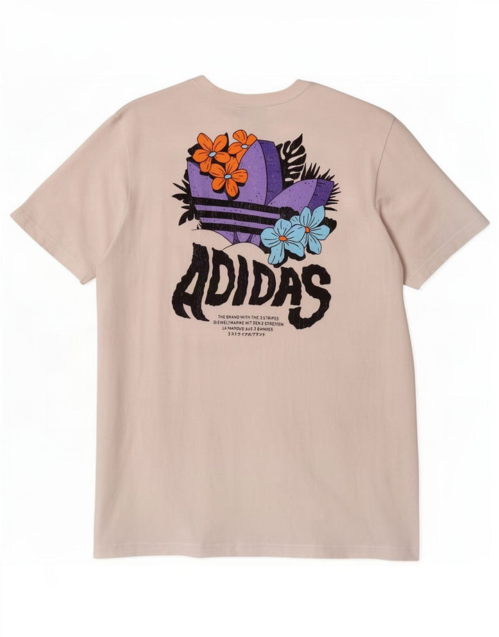 T-shirt grafica da uomo Adidas Top in cotone bianco medio