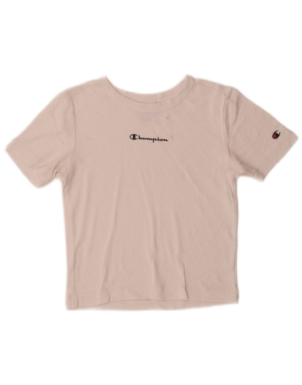 T-shirt grafica corta da donna Champion UK 10 piccola bianca