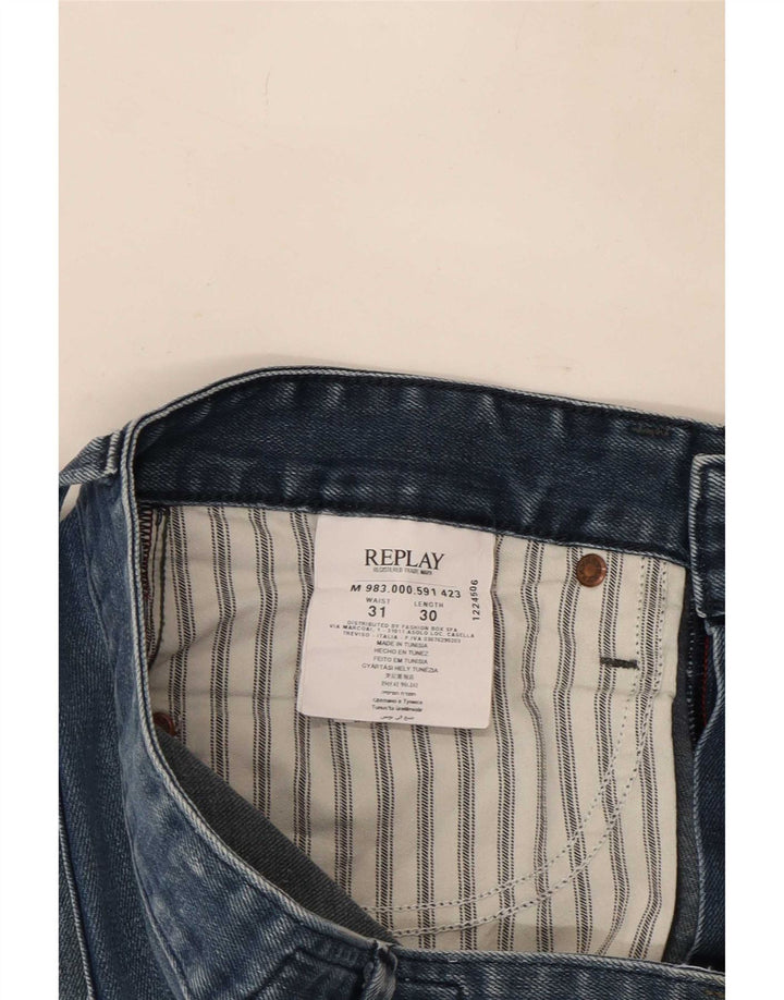 Replay Jeans dritti Waitom da uomo W31 L30 cotone blu